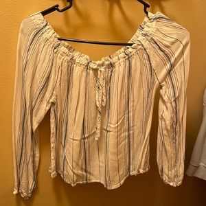 Off the Shoulder Striped Shirt